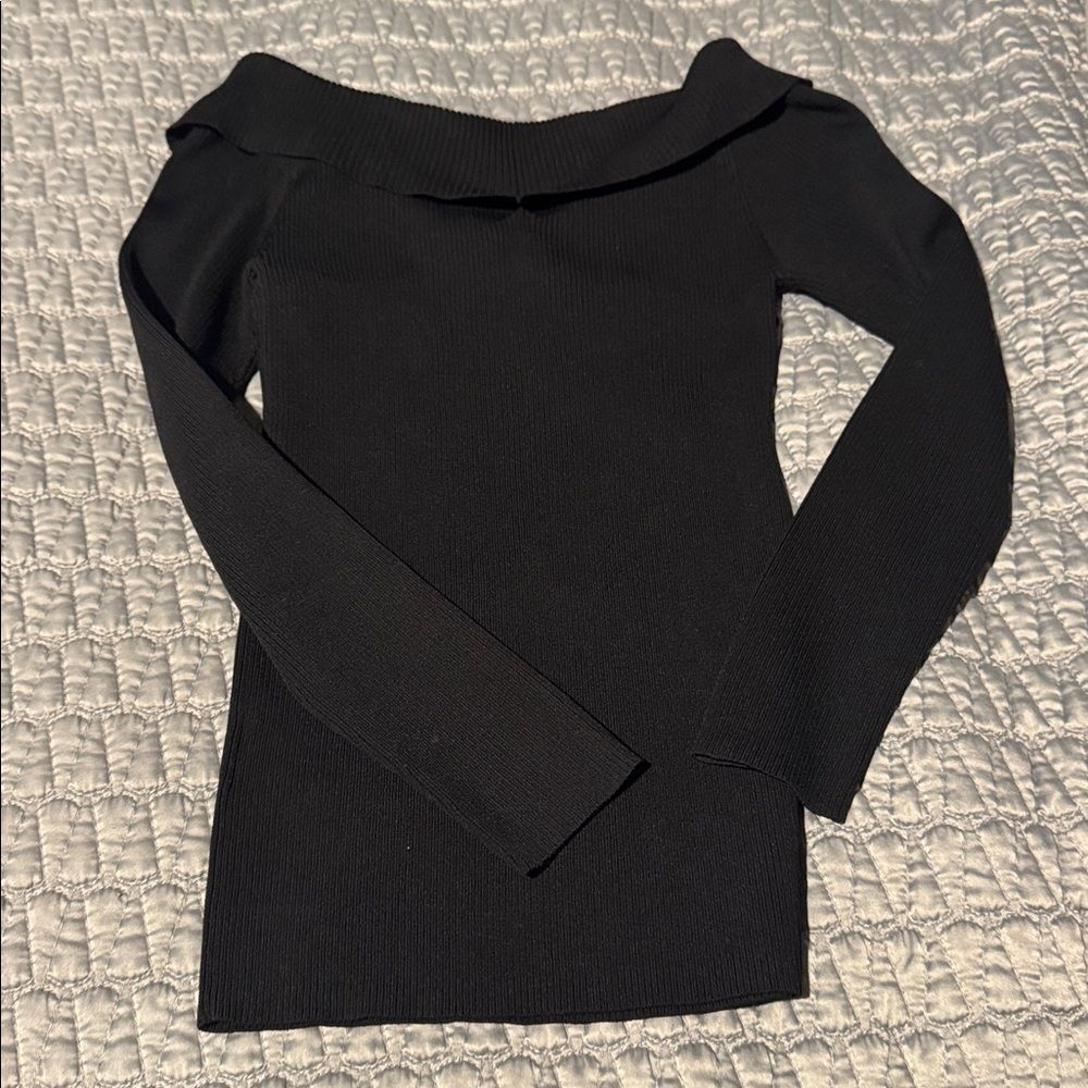 Sandro Jova Off the Shoulder knit Black Sweater Size 1 (small) - Picture 7 of 7